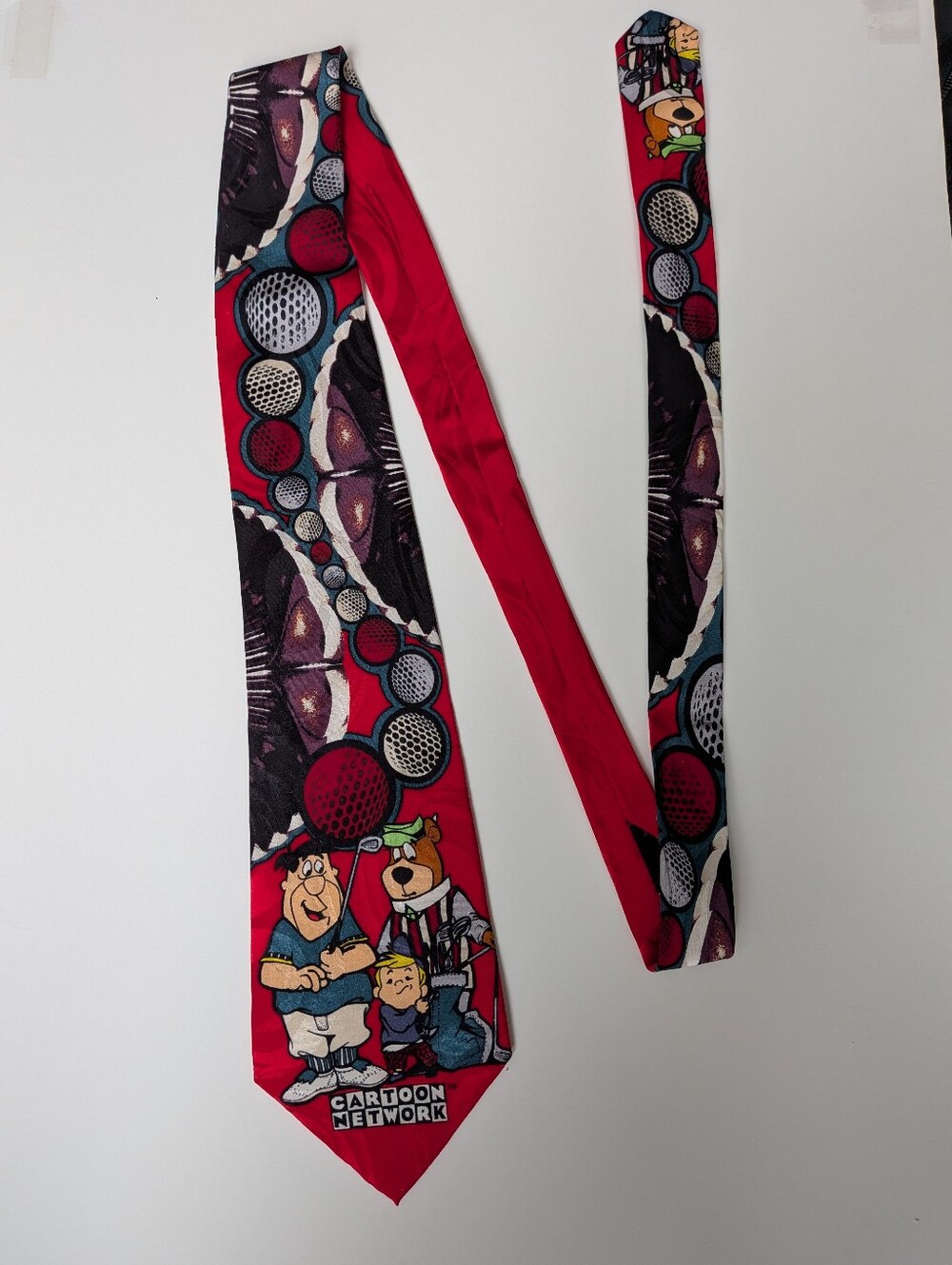 90s Vintage Flintstones Yogi Bear Jetsons Golf Sports Theme Neck Tie